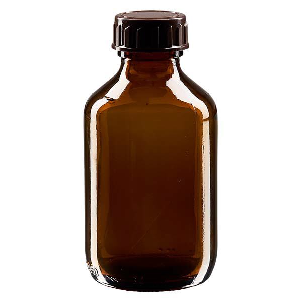 Butelka na lek 150 ml brązowa, z zakrętką brązową ApoGlas. Farmaceutyczna jakość produkcji UE. Gwint 28 mm (PP28). (syrop, butelka z lekkiego szkła) Butelka na lek 150 ml brązowa, z zakrętką brązową ApoGlas. Farmaceutyczna jakość produkcji UE. Gwint 28 mm (PP28). (syrop, butelka z lekkiego szkła)