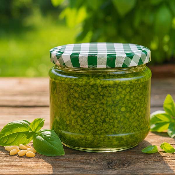 330 ml okrągłe szkło + pokrywka BasicSeal zielono-biała UN..