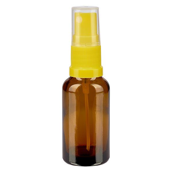 Butelka apteczna brązowa 20ml spray top żółty Butelka apteczna brązowa 20ml spray top żółty