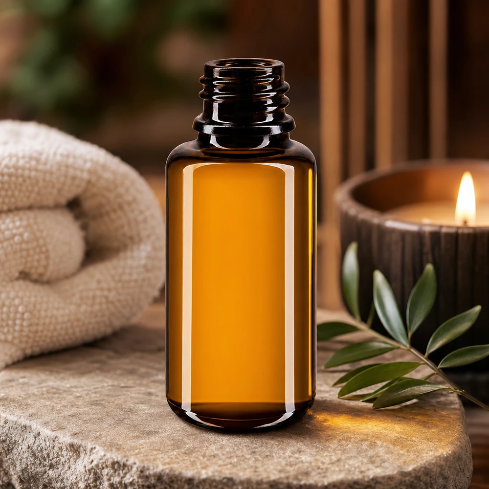 Mała butelka z zakraplaczem Orion 20 ml wykonana z fioletowego szkła Miron do aromaterapii i odnowy biologicznej