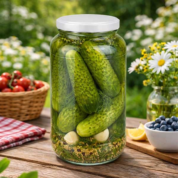 Słoik okrągły 1700 ml z pokrywką BasicSeal białą UN..