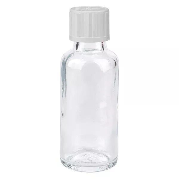 Butelka apteczna przezroczysta 30ml z kroplomierzem biała KiSi St Butelka apteczna przezroczysta 30ml z kroplomierzem biała KiSi St