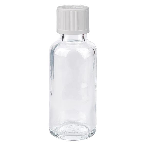 Butelka apteczna przezroczysta 30ml z kroplomierzem biała KiSi St Butelka apteczna przezroczysta 30ml z kroplomierzem biała KiSi St