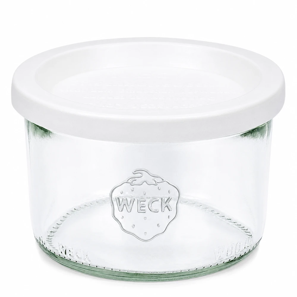 Kubki 200 ml z pokrywką zapewniającą świeżość WECK RR80 WECK 200ml słoik z białą pokrywką RR80 do przechowywania dżemów i przetworów