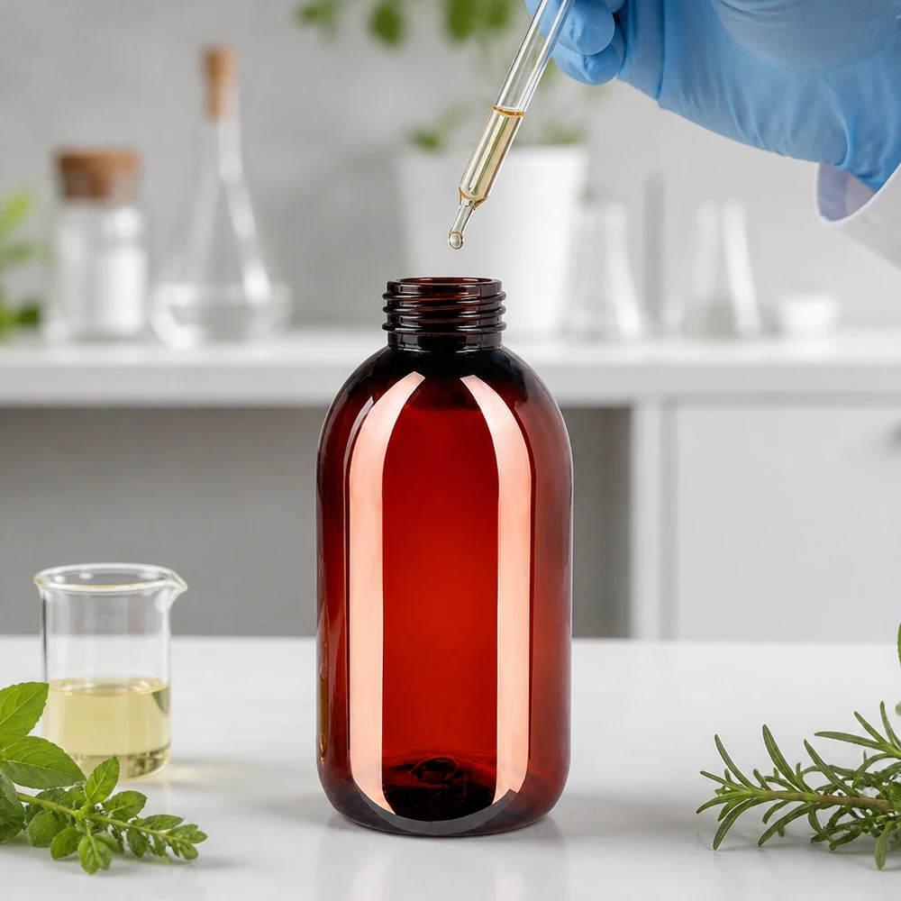 Butelka PET 250 ml z brązową nakrętką OV Robuste Kunststoffflasche 250ml in Braunglas-Optik mit Originalitätsverschluss für Öle und Tinkturen