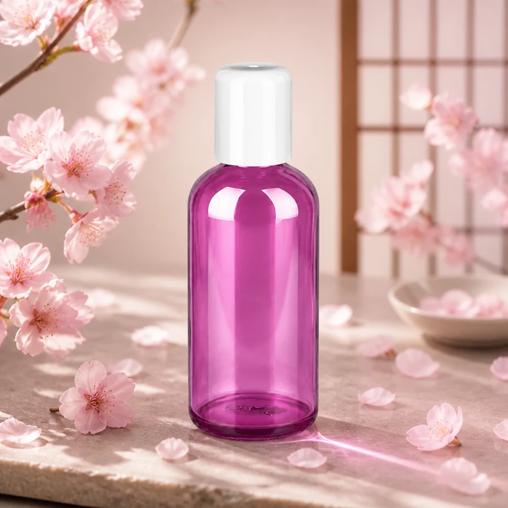 Butelka typu roll-on 100 ml, biała, standardowa PurpleLine UT18/100 Przezroczysta fioletowa butelka typu roll-on 100 ml z białą pokrywką do łatwego dozowania produktów pielęgnacyjnych
