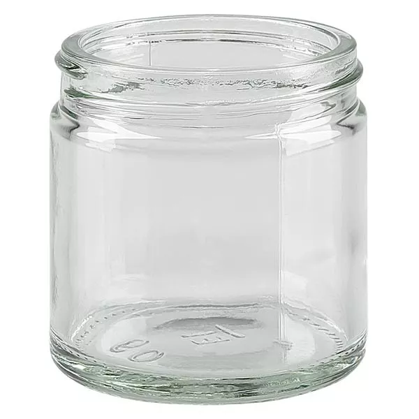 Przezroczysty szklany słoik 60 ml bez pokrywki, gwint 51 mm/R3 ApoGlas. Farmaceutyczna jakość produkcji UE. Bezpieczny dla żywności. Elegancka prezentacja zawartości.