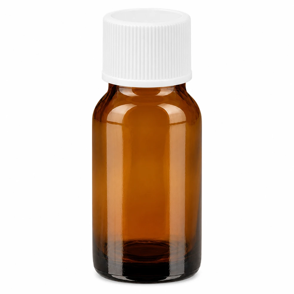 Butelka 10 ml 11 mm SV biała STD BrownLine UT18/10 Butelka z brązowego szkła 10 ml z białą zakrętką do olejków eterycznych i kosmetyków
