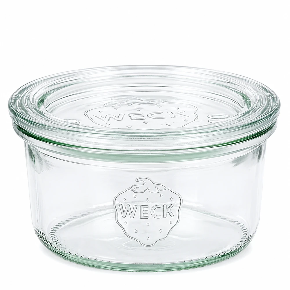 Kubki o pojemności 165 ml ze szklaną pokrywką WECK RR80 WECK 165ml słoik ze szklaną pokrywką RR80 Przezroczysty słoik do przechowywania i konserwacji żywności