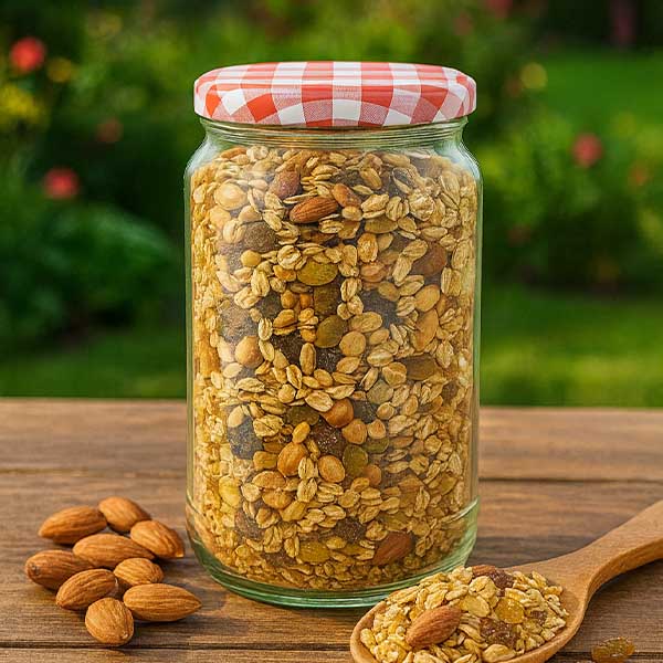 Słoik okrągły 1062 ml + pokrywka BasicSeal czerwono-biała UN..