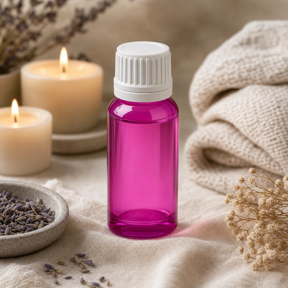 Butelka 20 ml z zakrętką 11 mm biała Oryginalna zakrętka PurpleLine UT18/20 Wysokiej jakości szklana butelka PurpleLine o pojemności 20 ml z ochroną UV i białą zakrętką do aromaterapii