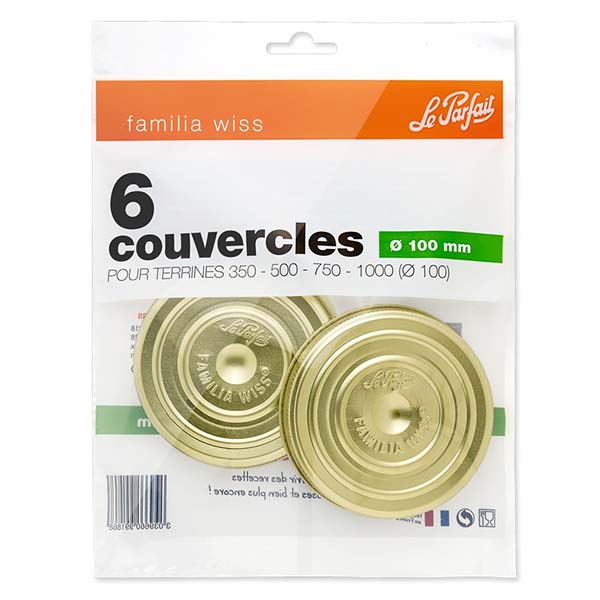 Bag de 6 Lid 100 mm Le Parfait® Familia Wiss Bag de 6 Lid 100 mm Le Parfait® Familia Wiss