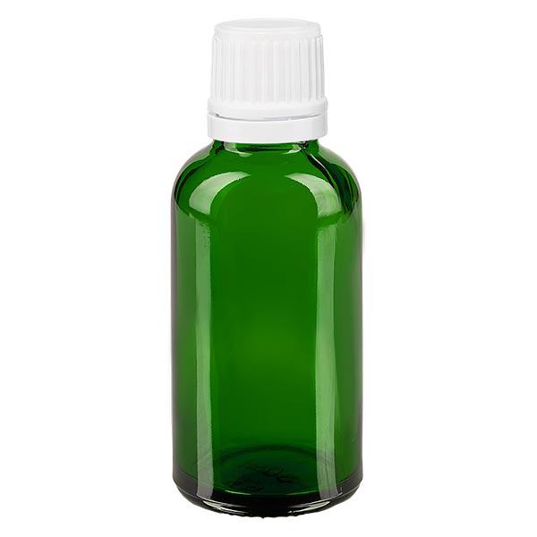 Butelka apteczna zielona 30ml drip v. 1,2 mm biały OV Butelka apteczna zielona 30ml drip v. 1,2 mm biały OV
