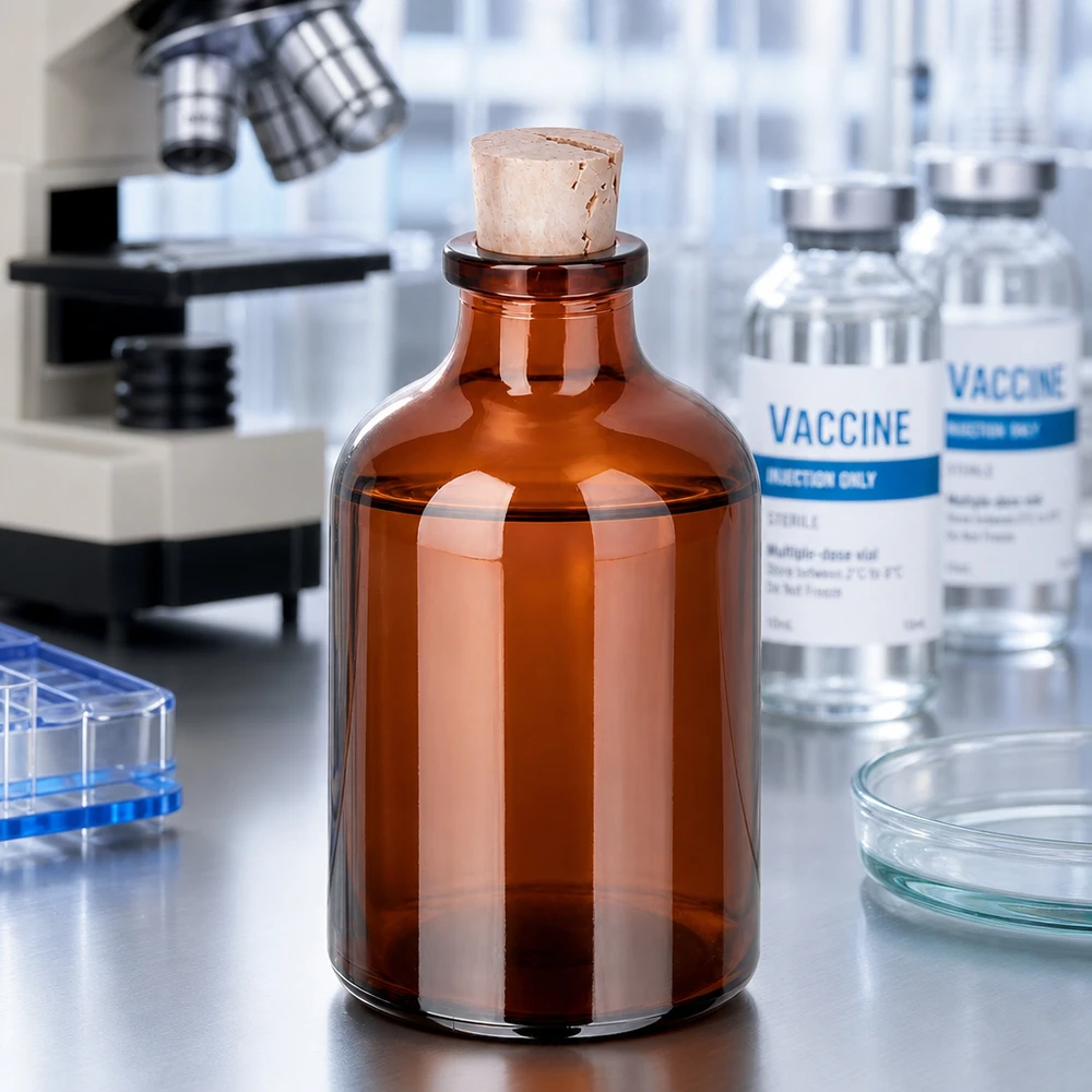 Butelka z bursztynowego szkła 50 ml z korkiem 11/14 mm Braune Vorratsflasche 50ml Laborglas mit konischem Korkverschluss für Flüssigkeiten
