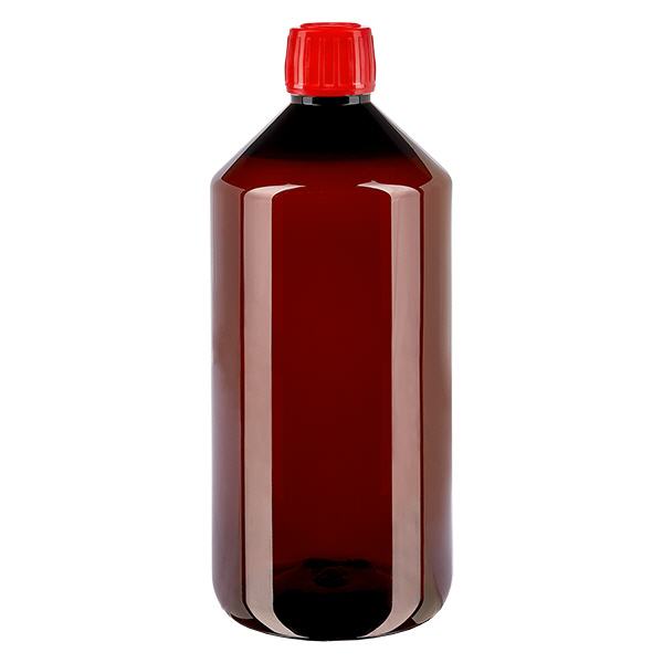 Butelka PET 1000 ml z czerwonym zamknięciem OV Butelka PET 1000 ml z czerwonym zamknięciem OV
