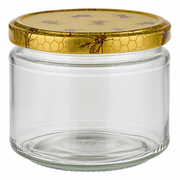 330 ml okrągłe szkło + pokrywka BasicSeal ozdoba plastra miodu UN..