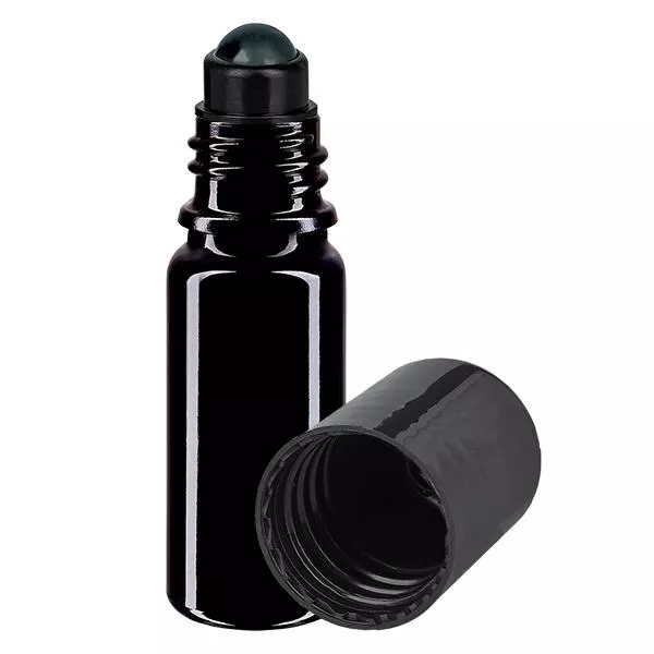 Butelka apteczna viol. 10ml nakrętka roll-on czarna