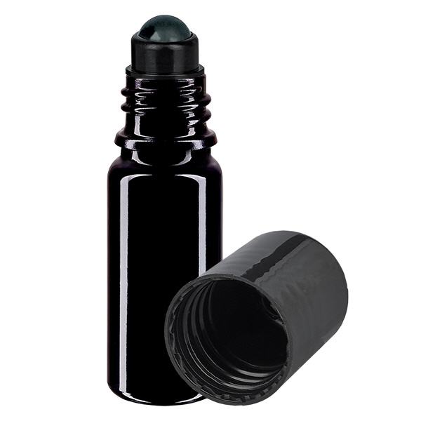 Butelka apteczna viol. 10ml nakrętka roll-on czarna Butelka apteczna viol. 10ml nakrętka roll-on czarna