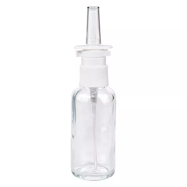 Butelka apteczna przezroczysta 30ml atomizer do nosa biały St