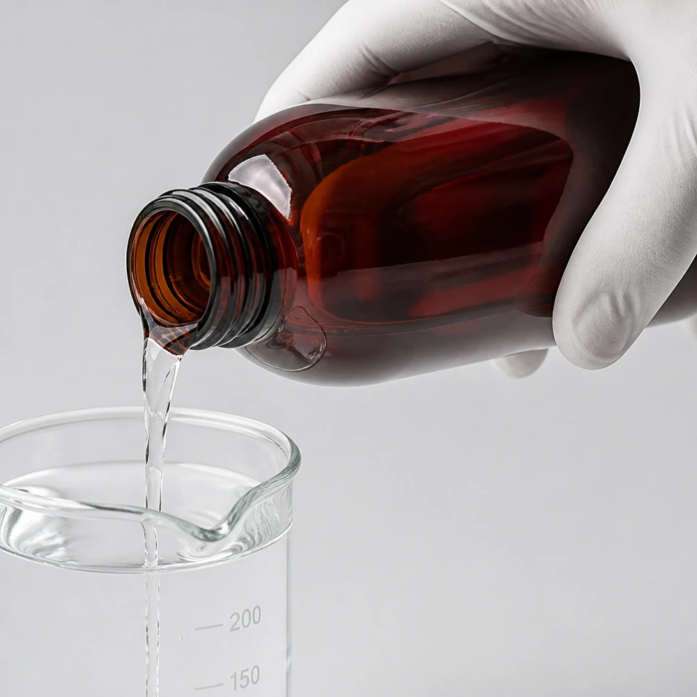 Butelka PET 250 ml z brązową nakrętką OV Pharmagerechte braune PET Flasche 250ml mit manipulationssicherem Verschluss für Laborflüssigkeiten