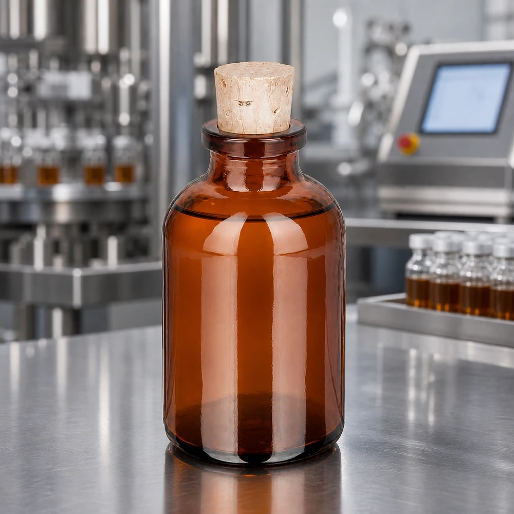 Butelka z bursztynowego szkła 30 ml z korkiem 11/14 mm Robuste Braunglas Sammelflasche 30ml mit Naturkorken für Tinkturen
