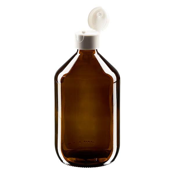 Butelka na lek 500 ml, brązowa, z klapką ApoGlas. Farmaceutyczna jakość produkcji UE. Gwint 28 mm (PP28). (syrop, butelka z lekkiego szkła) Butelka na lek 500 ml, brązowa, z klapką ApoGlas. Farmaceutyczna jakość produkcji UE. Gwint 28 mm (PP28). (syrop, butelka z lekkiego szkła)