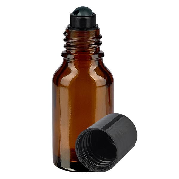 Butelka apteczna brązowa 30ml zakrętka roll-on czarna Butelka apteczna brązowa 30ml zakrętka roll-on czarna