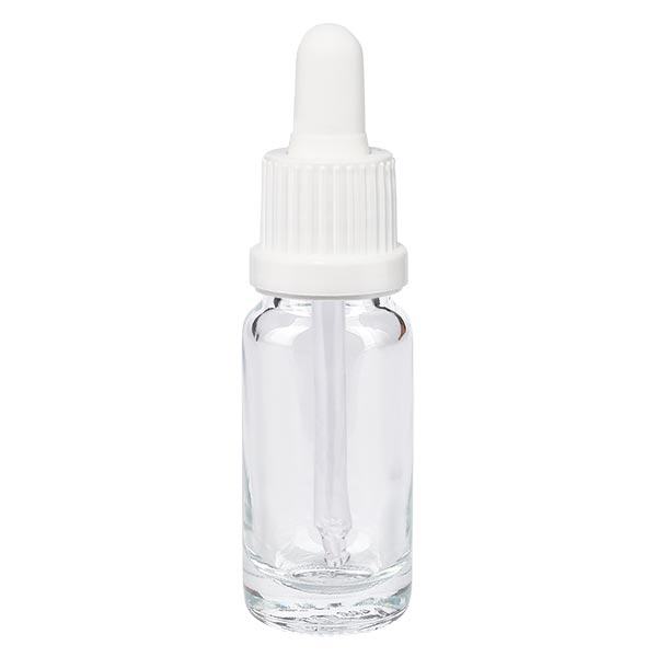 Butelka apteczna przezroczysta 10 ml pipeta biała OV Butelka apteczna przezroczysta 10 ml pipeta biała OV