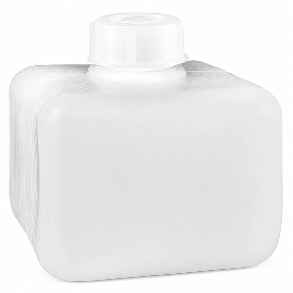 Butelka na chemikalia 250 ml z polietylenu wysokogęstościowego (PE-HD), z wąską szyjką, w kolorze naturalnym (białym), kwadratowa, z zakrętką
