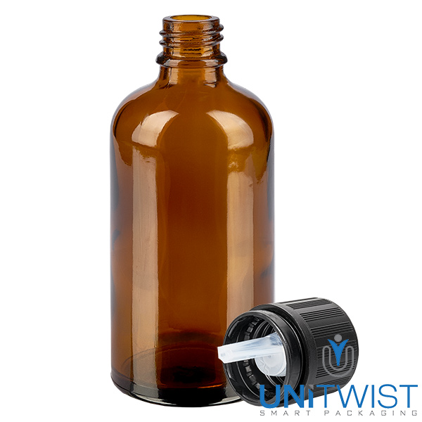 100 ml butelka z kroplomierzem 1 mm s. OV KiSi Bli BrownL. UT18/100