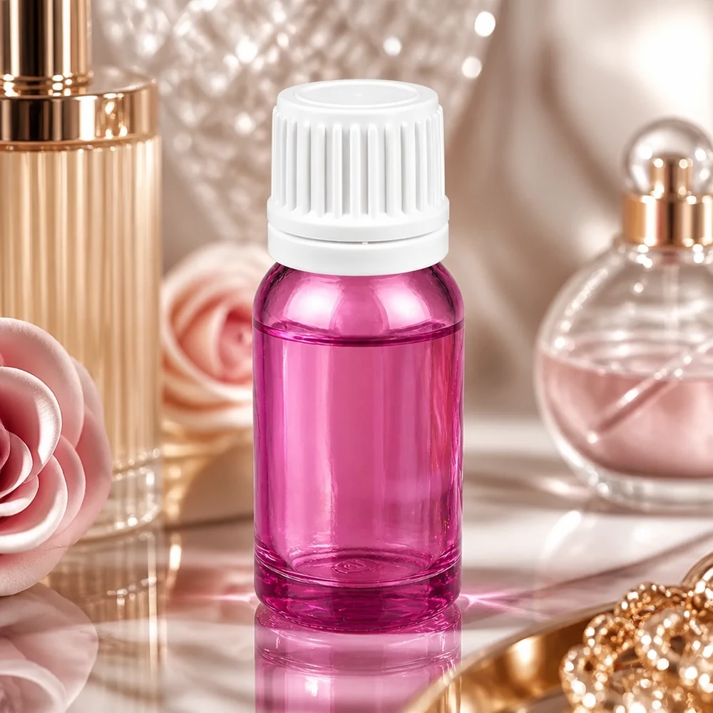 Butelka 10 ml z białą zakrętką 11 mm Oryginalna zakrętka PurpleLine UT18/10 10 ml fioletowa szklana butelka z antypoślizgową białą nasadką do bezpiecznego przechowywania esencji