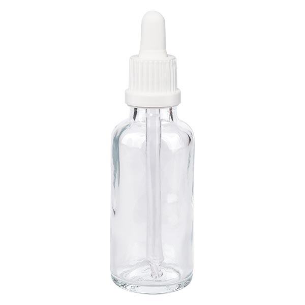 Butelka apteczna przezroczysta 30 ml pipeta biała OV Butelka apteczna przezroczysta 30 ml pipeta biała OV