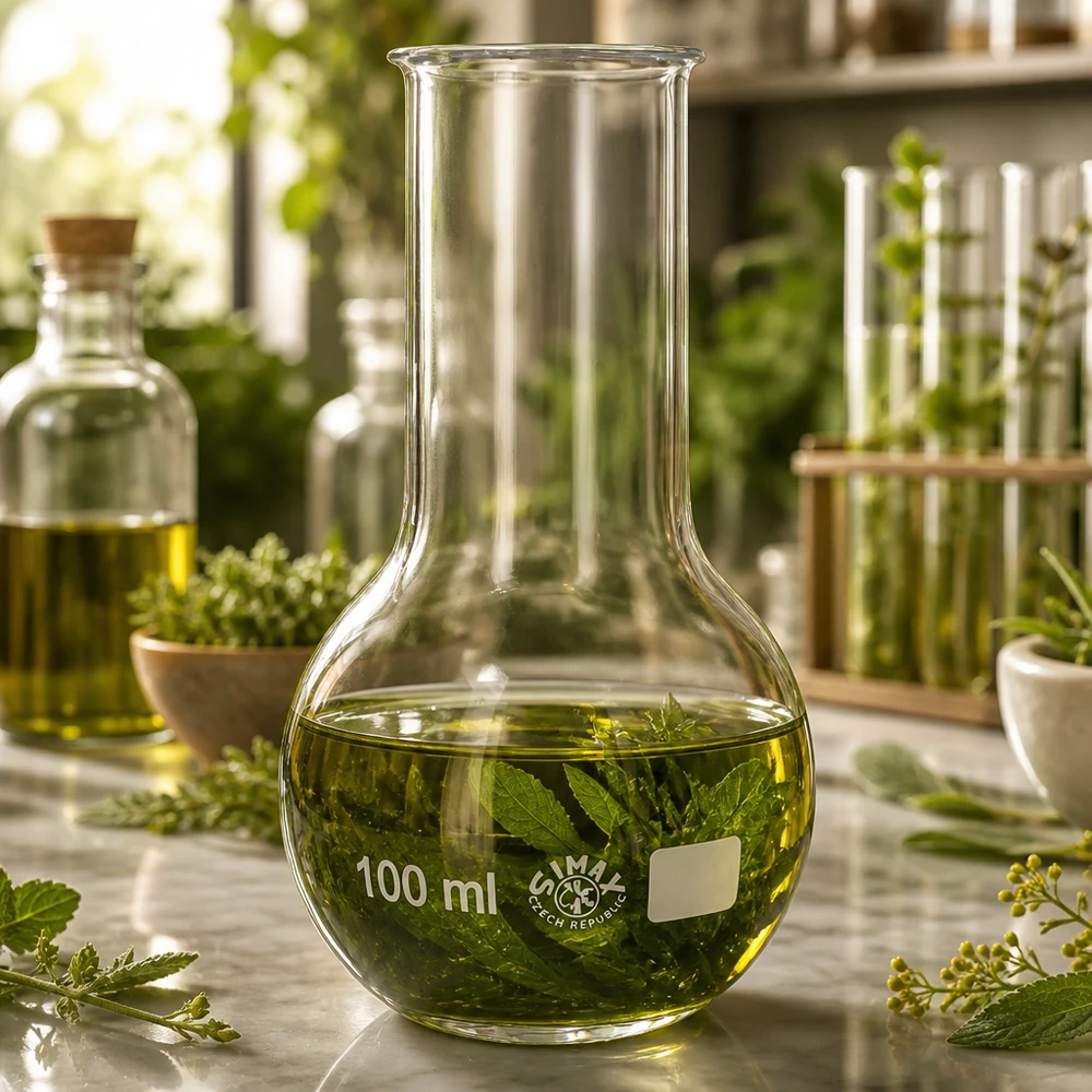Kolba stojąca 100 ml o ergonomicznej konstrukcji z oznaczeniami pomiarowymi do precyzyjnego określania objętości w laboratorium