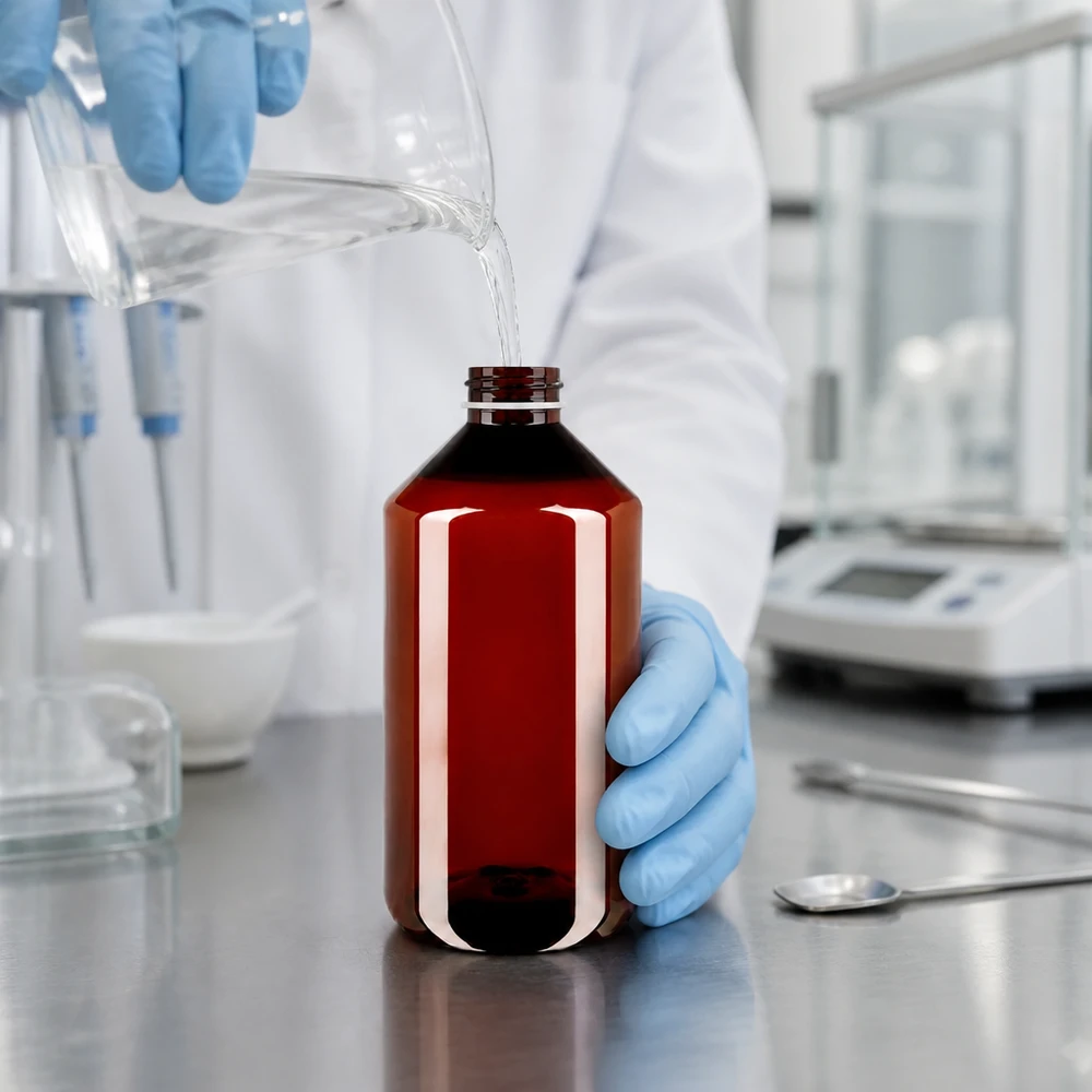 Lichtschutzflasche aus PET 750ml mit weißem Schraubverschluss für chemische und pharmazeutische Anwendungen