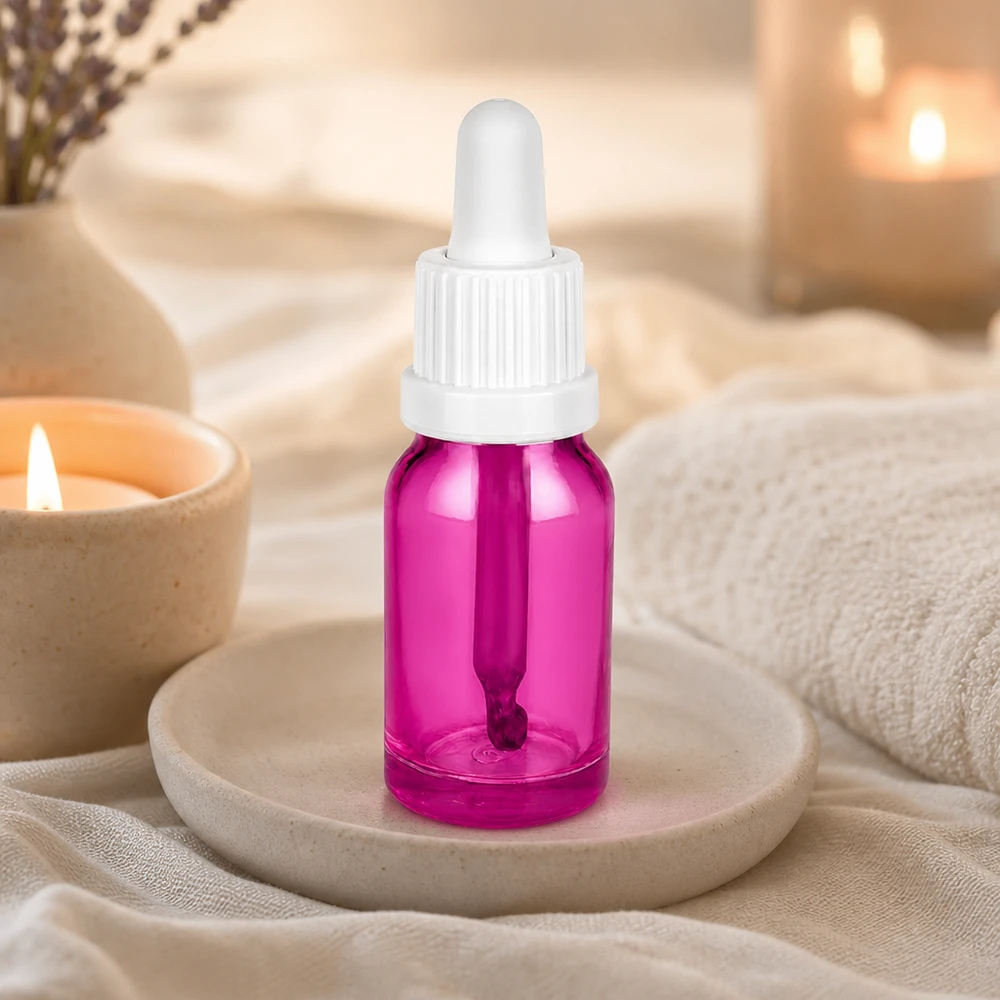 Butelka z pipetą 10 ml biała Oryginalna zakrętka PurpleLine UT18/10 Mała butelka z pipetą 10 ml w eleganckim fioletowym kolorze z praktycznym zakraplaczem OV PurpleLine UT18/10
