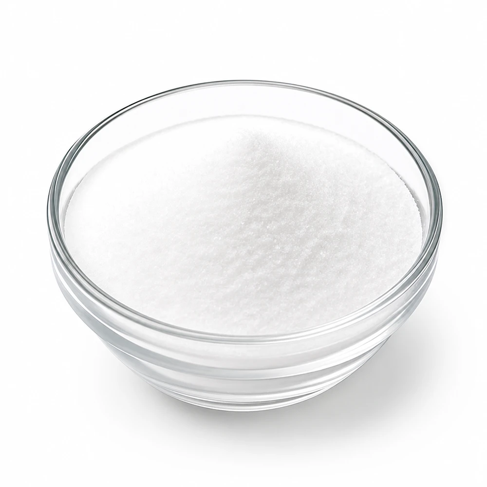 Biały krystaliczny kwas cytrynowy Doktor-Klaus 1kg w przezroczystym szklanym naczyniu do wszechstronnego zastosowania
