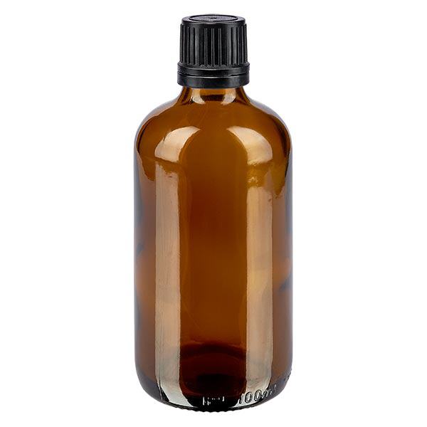 Butelka apteczna br&#261;zowa 100ml drip v. Pr 1mm czarny OV