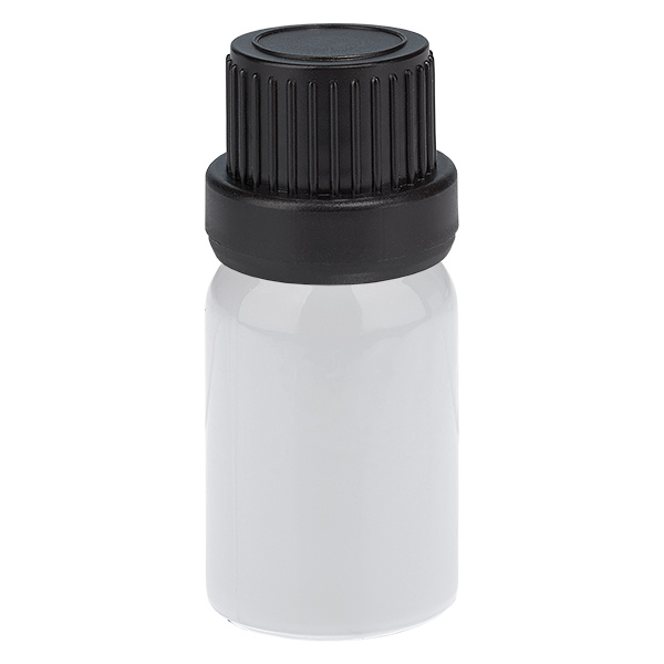 Butelka z zakraplaczem 5 ml, 2 mm, czarna, zamknięcie zabezpieczające przed otwarciem przez osoby nieuprawnione WhiteLine UT18/5 Butelka z zakraplaczem 5 ml, 2 mm, czarna, zamknięcie zabezpieczające przed otwarciem przez osoby nieuprawnione WhiteLine UT18/5
