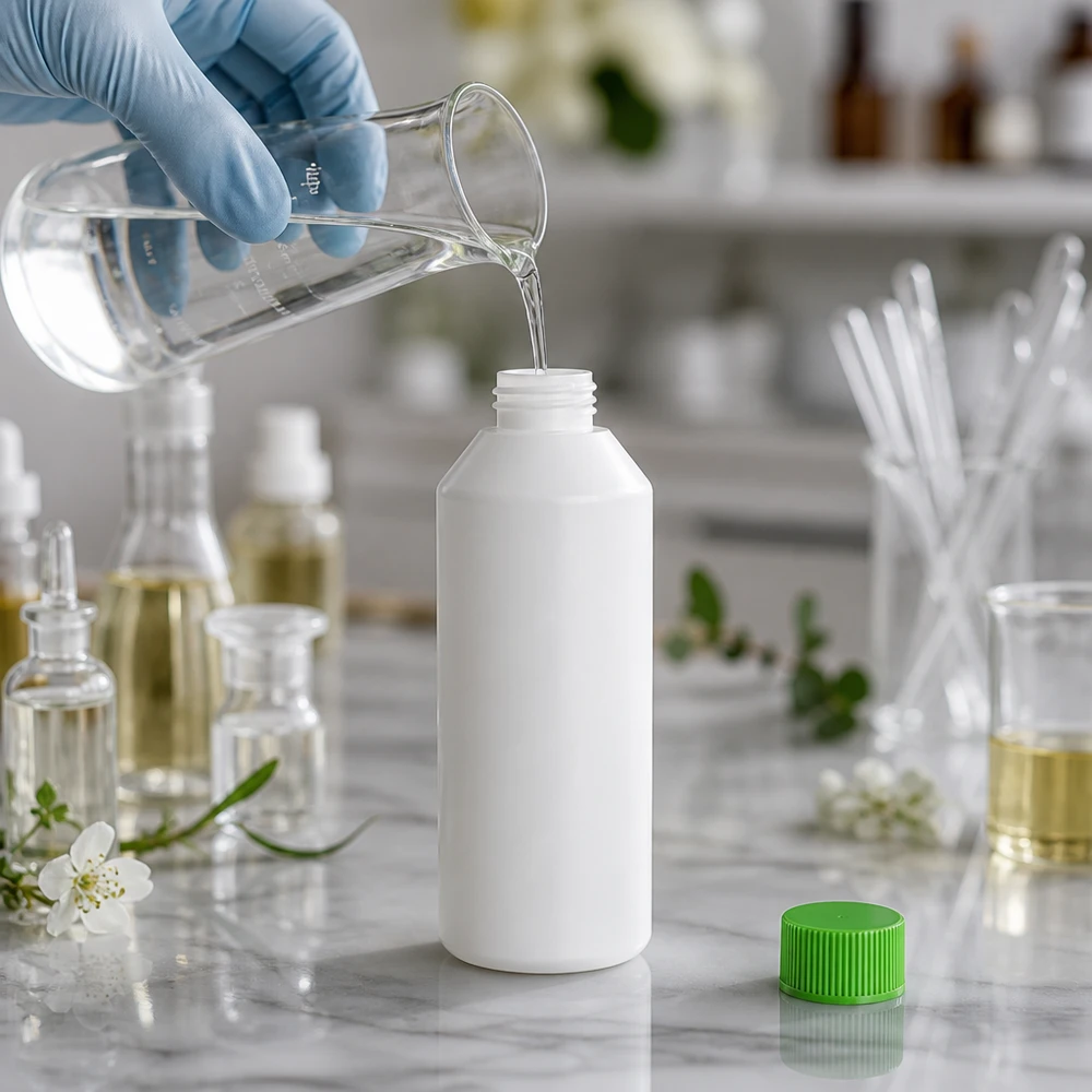 Butelka apteczna HDPE 250ml biała, z zielonym SV Butelka apteczna o pojemności 250 ml, wykonana z HDPE, z zielonym zamknięciem zabezpieczającym, przeznaczona do profesjonalnego procesu rozlewania