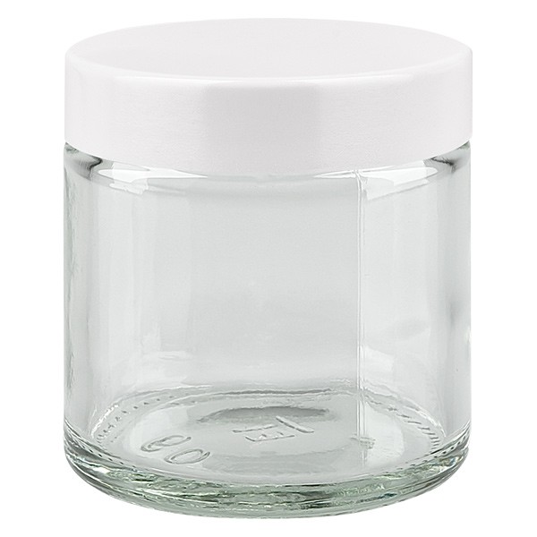 Przezroczysty szklany słoik 60 ml z białą bakelitową pokrywką ApoGlas. Farmaceutyczna jakość produkcji UE. Bezpieczny dla żywności. Elegancka prezentacja zawartości. Przezroczysty szklany słoik 60 ml z białą bakelitową pokrywką ApoGlas. Farmaceutyczna jakość produkcji UE. Bezpieczny dla żywności. Elegancka prezentacja zawartości.
