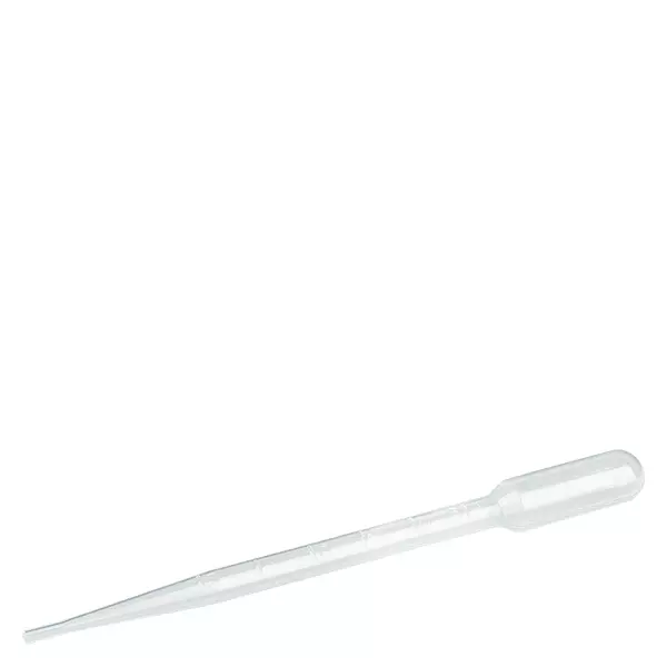 Pipeta transferowa, objętość nominalna: 3,5 ml, (dł. x szer.): 155 x 15 mm, materiał: LD-PE, przezroczysta, wielkość kropli: 35 µl - 55 µl, podziałka wstrzykiwania do 3 ml, 500 sztuk/karton