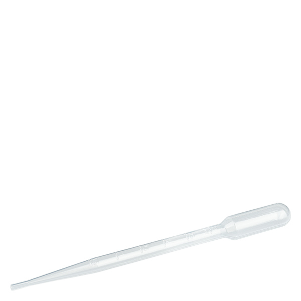 Pipeta transferowa, objętość nominalna: 3,5 ml, (dł. x szer.): 155 x 15 mm, materiał: LD-PE, przezroczysta, wielkość kropli: 35 µl - 55 µl, podziałka wstrzykiwania do 3 ml, 500 sztuk/karton Pipeta transferowa, objętość nominalna: 3,5 ml, (dł. x szer.): 155 x 15 mm, materiał: LD-PE, przezroczysta, wielkość kropli: 35 µl - 55 µl, podziałka wstrzykiwania do 3 ml, 500 sztuk/karton