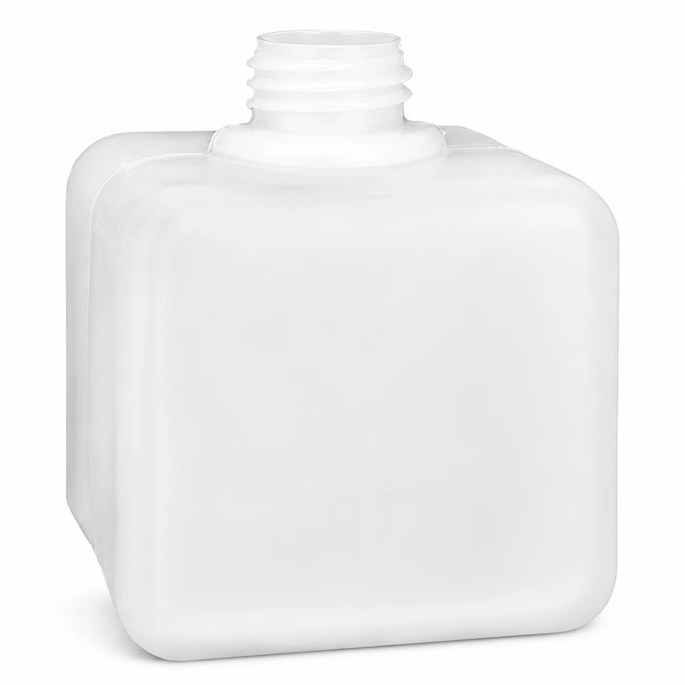 Butelka na chemikalia 500 ml, PE-HD, z wąską szyjką GL32, biała, kwadratowa, przeznaczona do chemikaliów laboratoryjnych