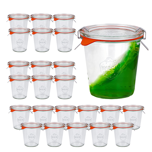 Zestaw 24 szklanek Weck o wysokości 290 ml i pojemności 1/5 l Zestaw 24 szklanek Weck o wysokości 290 ml i pojemności 1/5 l