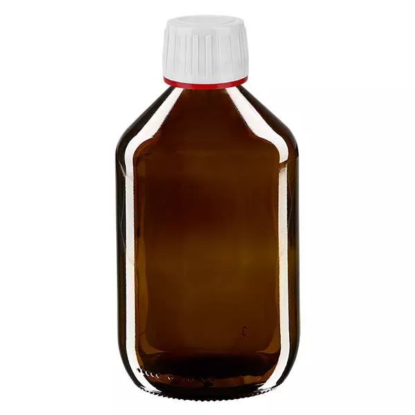 Flacons médicaux bruns avec bouchon d'origine blanc/rouge