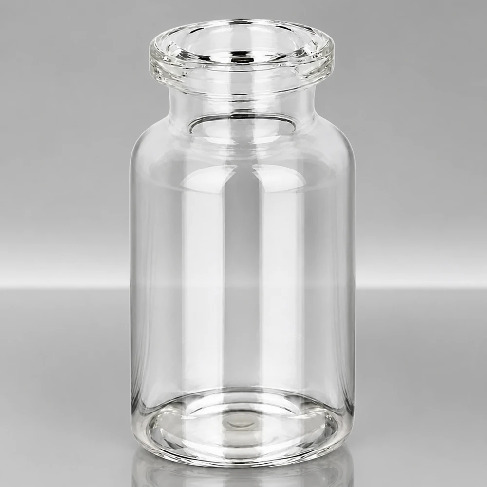 Butelka iniekcyjna z przezroczystego szkła 10 ml Kleine Glasflasche 10ml für Injektionszwecke mit optisch klarer Wandung und präzisem Rollrand