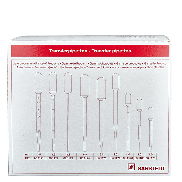 Pipeta transferowa, objętość nominalna: 6 ml, (dł. x szer.): 146 x 15 mm, materiał: LD-PE, przezroczysta, wielkość kropli: 20 µl - 30 µl, 400 sztuk/karton Pipeta transferowa, objętość nominalna: 6 ml, (dł. x szer.): 146 x 15 mm, materiał: LD-PE, przezroczysta, wielkość kropli: 20 µl - 30 µl, 400 sztuk/karton