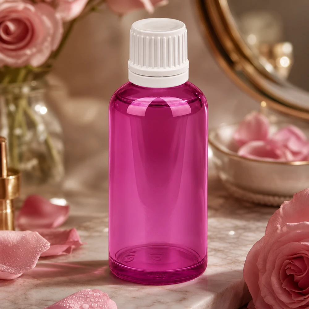 Butelka z zakraplaczem 50 ml 0,7 mm biała Oryginalna zakrętka PurpleLine UT18/50 Butelka z zakraplaczem PurpleLine 50 ml z białą zakrętką OV do zastosowań kosmetycznych