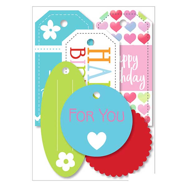 Przywieszka prezentowa &quot;Happy Birthday&quot; (6 sztuk) | Papierowa przywieszka z bia&#322;&#261; nitk&#261;.