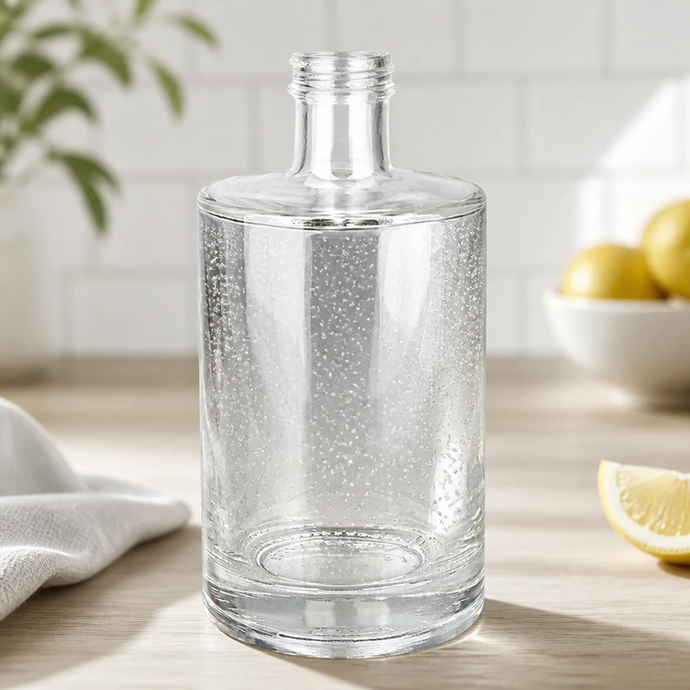 Szklana butelka Sam UNiTWIST 500 ml z gwintowaną szyjką Widok szczegółowy kuchni z cytrynami i białym tłem